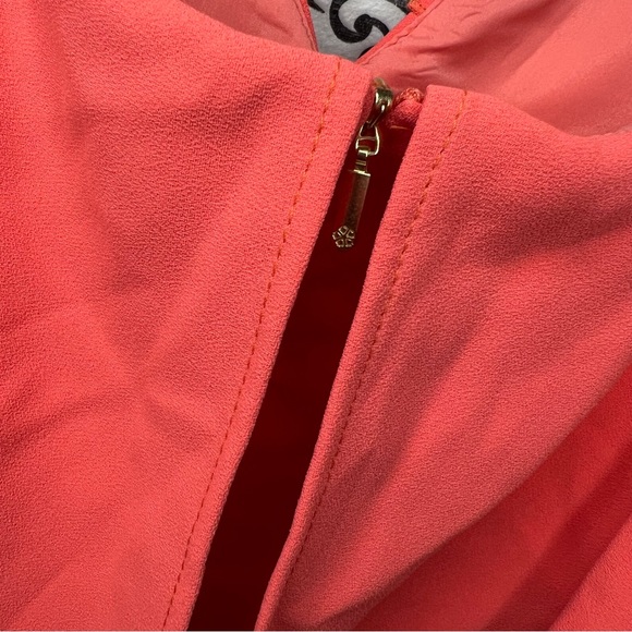 Trina Turk Cold Shoulder Ruffle Trouser Josephine Coral Jumpsuit Size 12 NWT - Picture 12 of 16